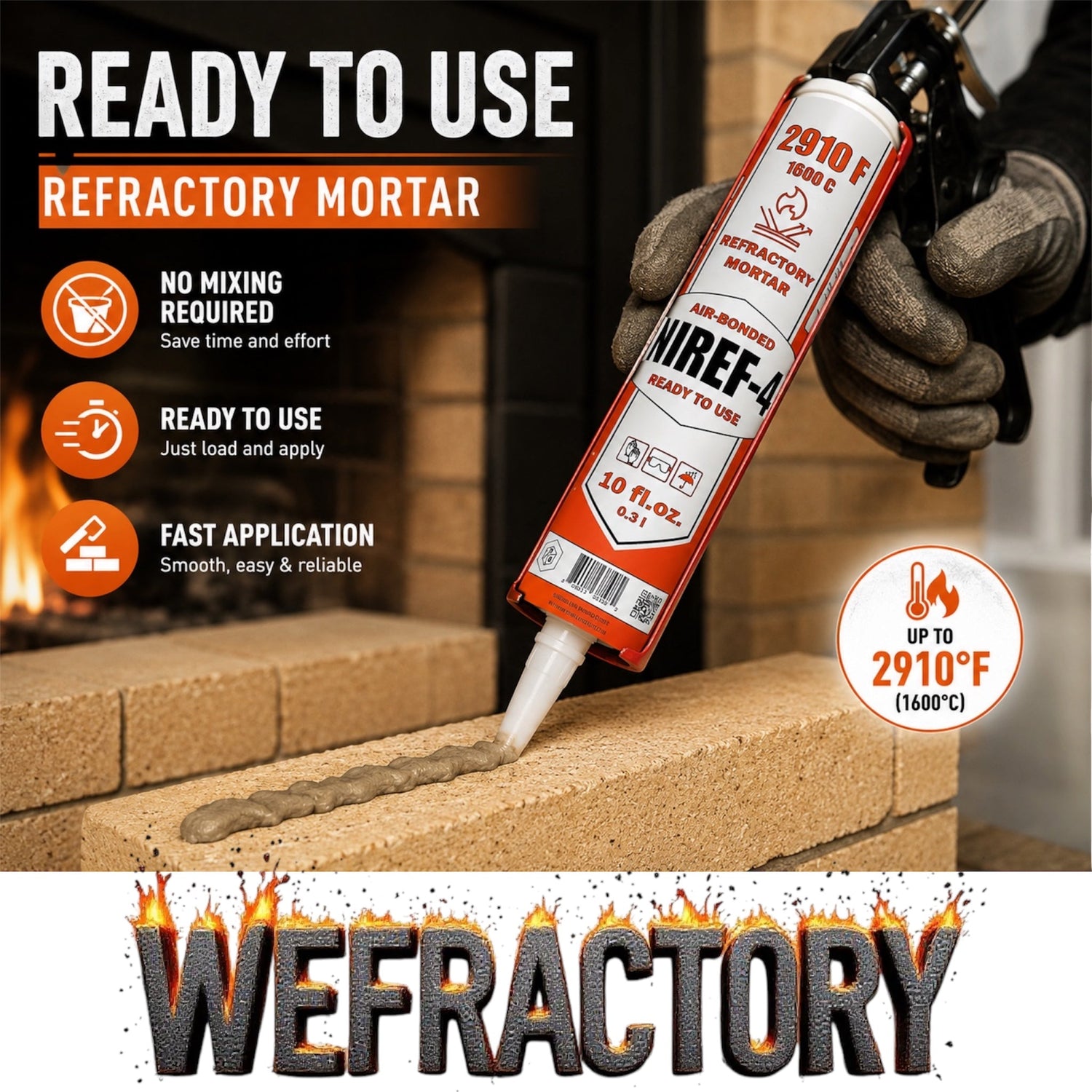 RTH-USA UNIREF-40 refractory mortar 10 fl.oz. tub packaging